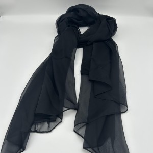 black thin large silk scarf